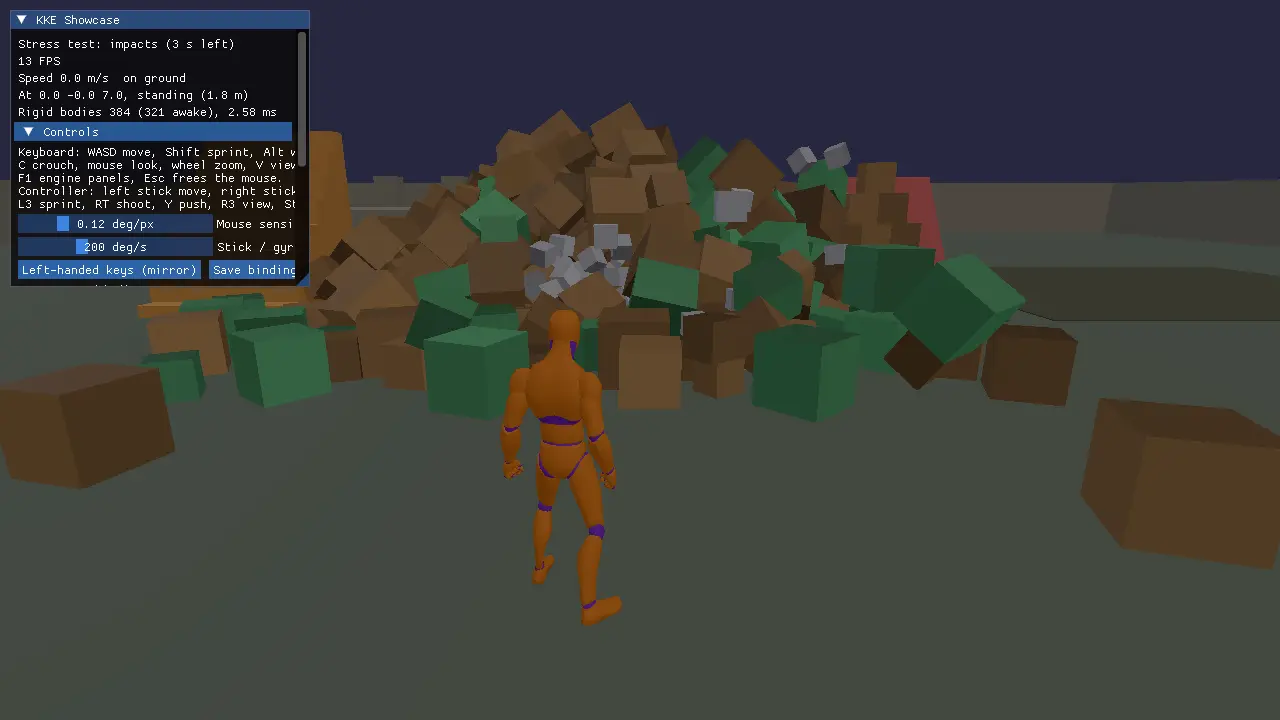 The stress test: crate rain and breakables at an uncapped frame rate