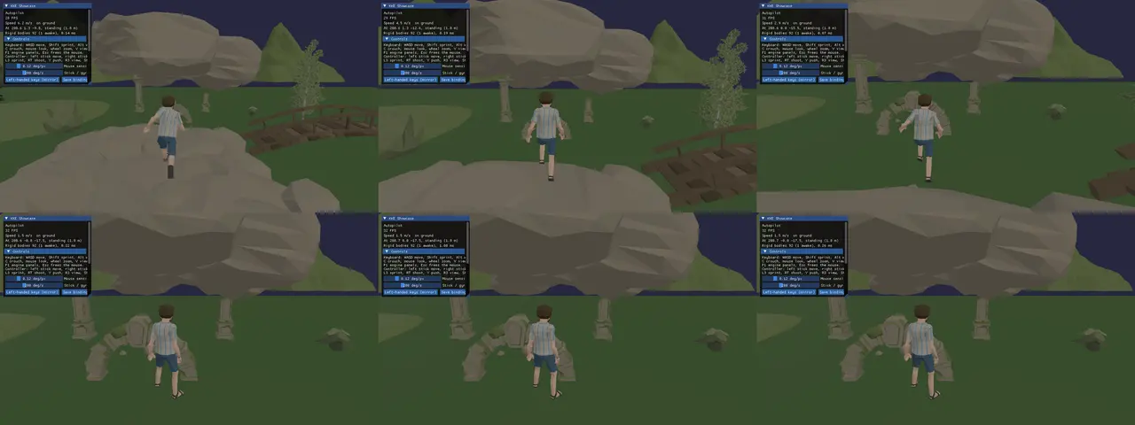Characters from asset packs, retargeted onto the engine's animations
